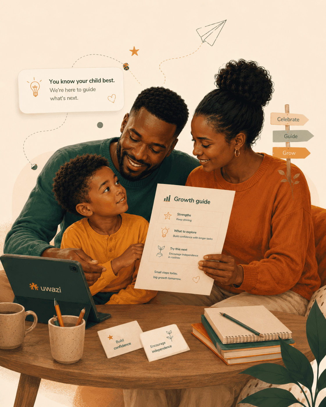 Family reviewing a growth guide together