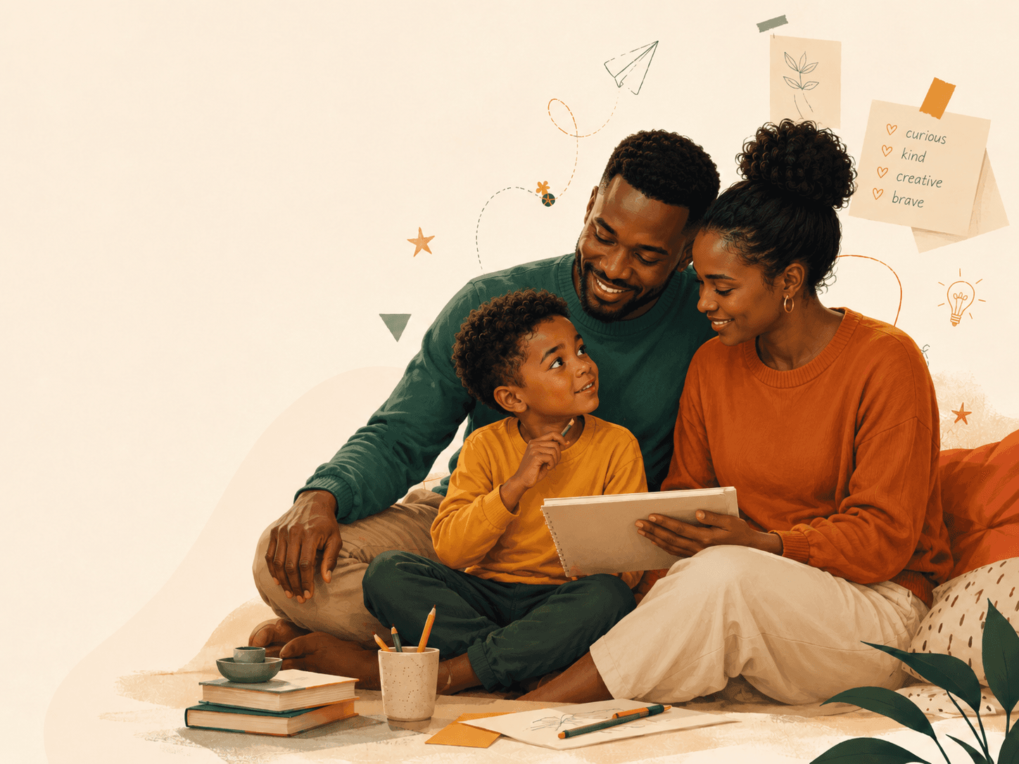 A parent and child exploring growth guidance together